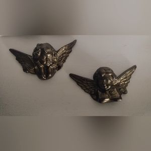 Vintage Solid Brass Cherub Angels Wall Hanging Victorian Style Made in India